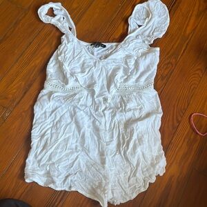 Kendall and Kylie pacsun v neck lace detailed ruffle shoulder romper